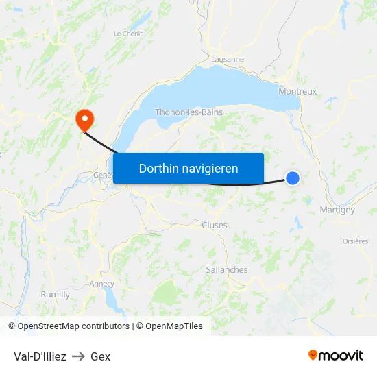 Val-D'Illiez to Gex map
