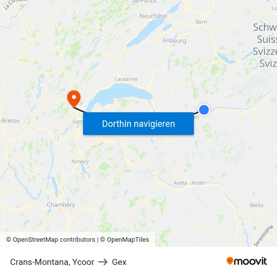 Crans-Montana, Ycoor to Gex map