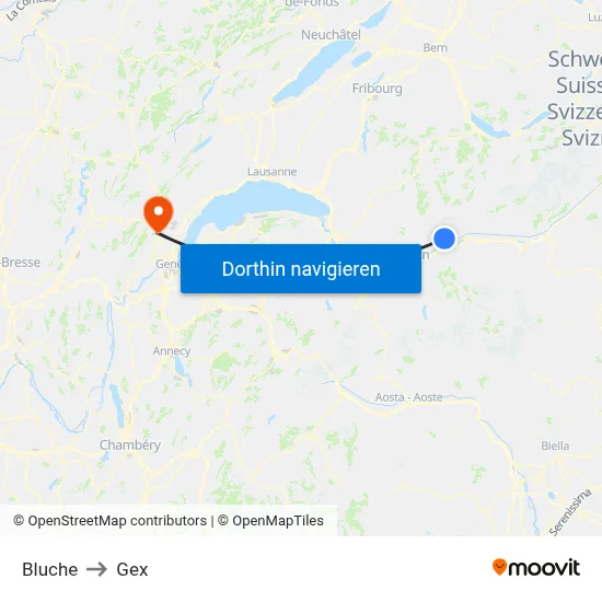 Bluche to Gex map