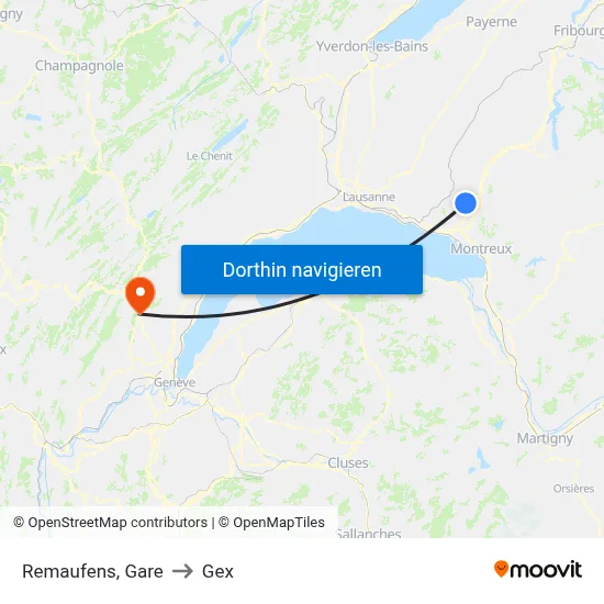 Remaufens, Gare to Gex map