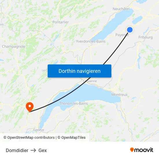 Domdidier to Gex map