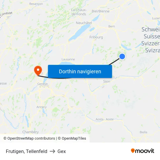 Frutigen, Tellenfeld to Gex map