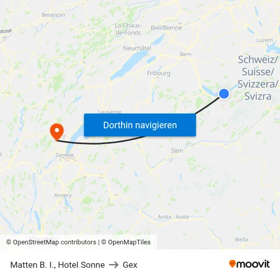 Matten B. I., Hotel Sonne to Gex map