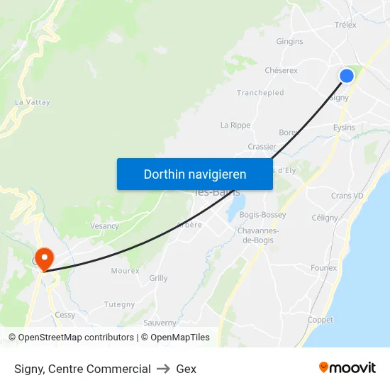 Signy, Centre Commercial to Gex map
