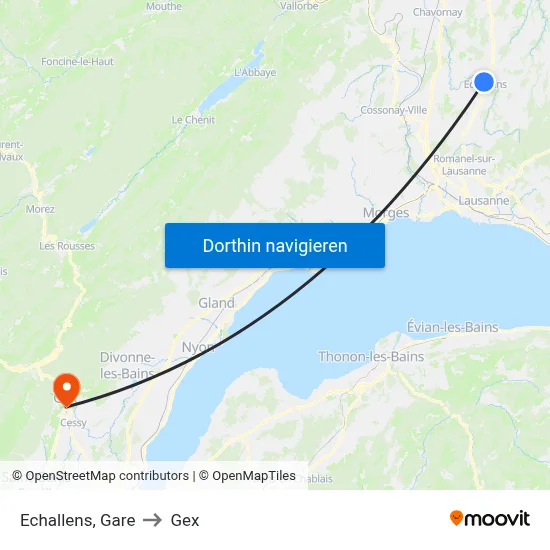 Echallens, Gare to Gex map