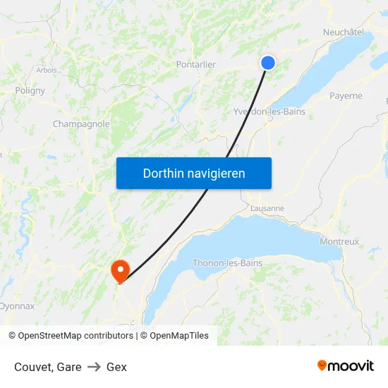 Couvet, Gare to Gex map