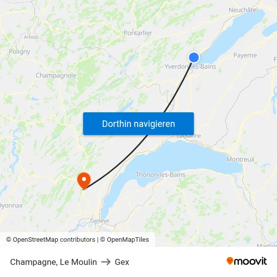 Champagne, Le Moulin to Gex map