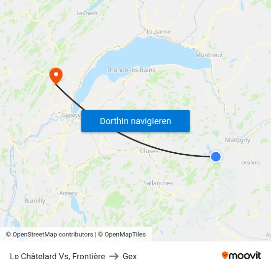 Le Châtelard Vs, Frontière to Gex map