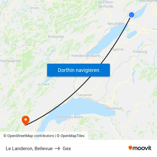 Le Landeron, Bellevue to Gex map