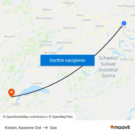 Kloten, Kaserne Ost to Gex map