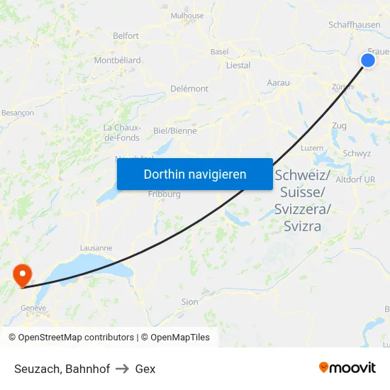 Seuzach, Bahnhof to Gex map