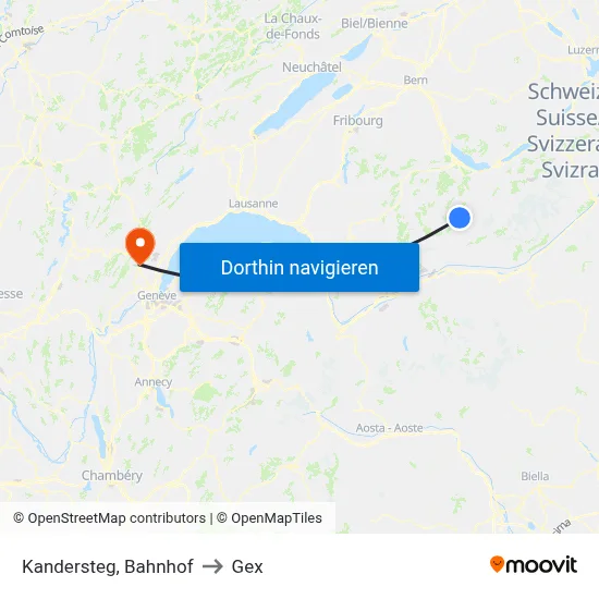 Kandersteg, Bahnhof to Gex map