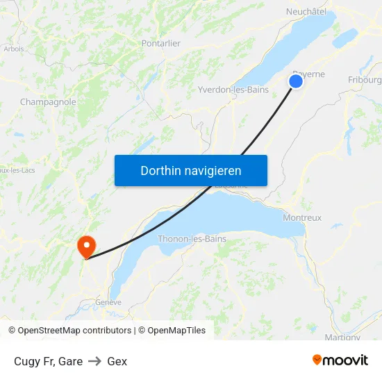 Cugy Fr, Gare to Gex map