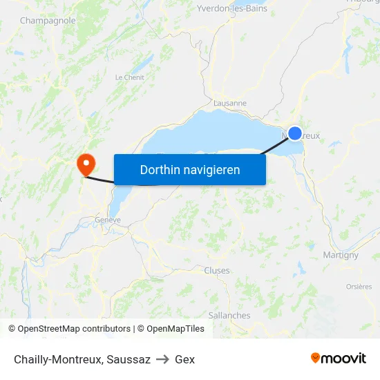 Chailly-Montreux, Saussaz to Gex map