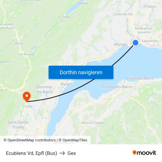 Ecublens Vd, Epfl (Bus) to Gex map