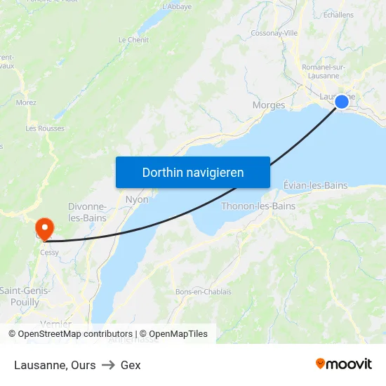Lausanne, Ours to Gex map