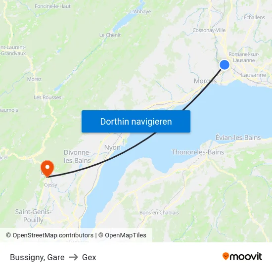 Bussigny, Gare to Gex map