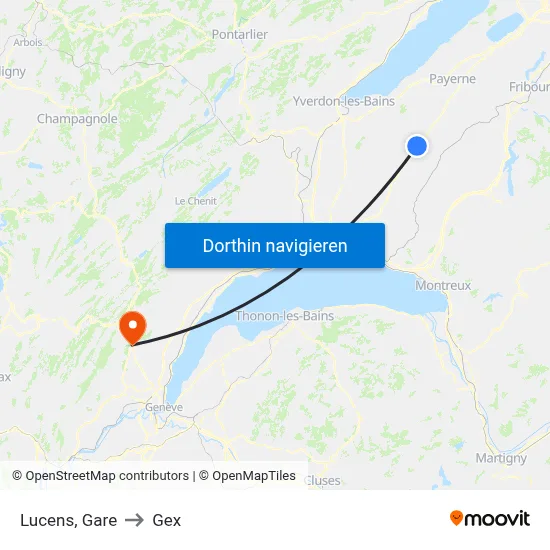 Lucens, Gare to Gex map