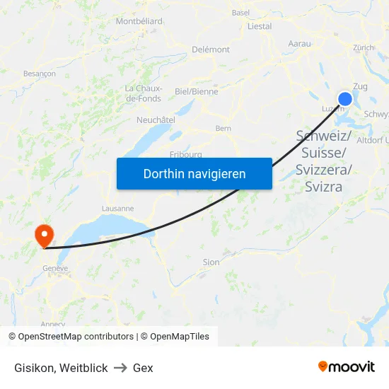Gisikon, Weitblick to Gex map