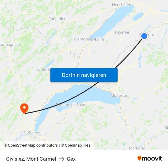 Givisiez, Mont Carmel to Gex map