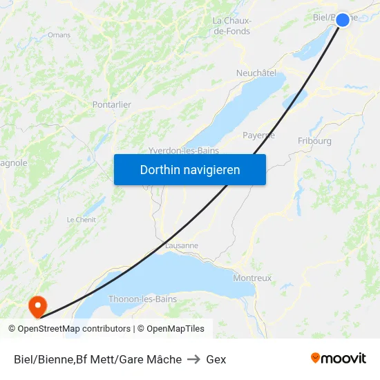 Biel/Bienne,Bf Mett/Gare Mâche to Gex map