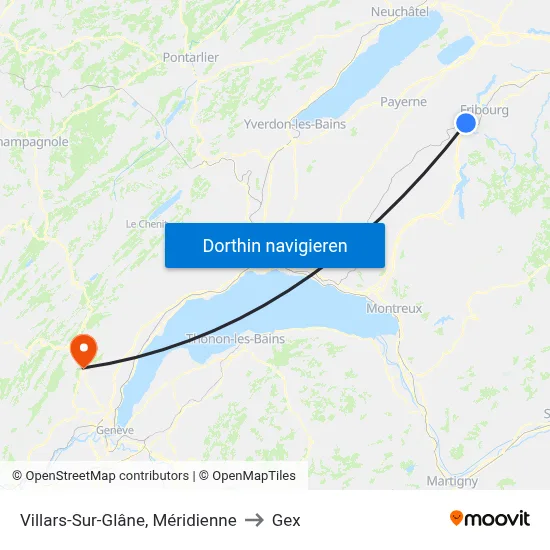 Villars-Sur-Glâne, Méridienne to Gex map