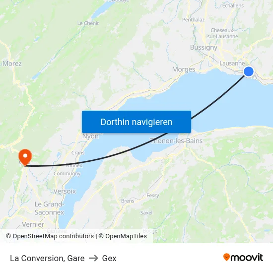 La Conversion, Gare to Gex map