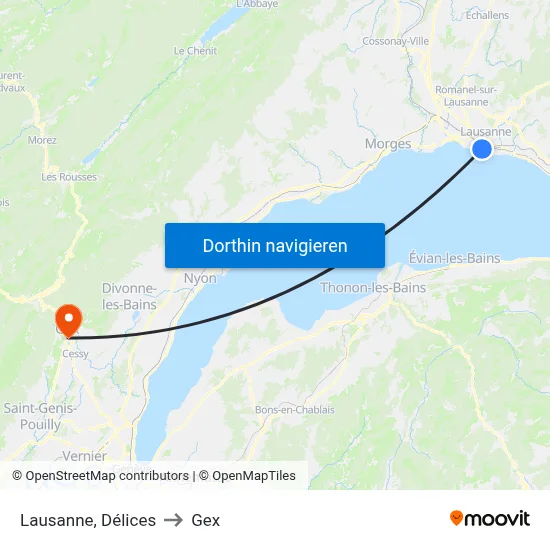 Lausanne, Délices to Gex map
