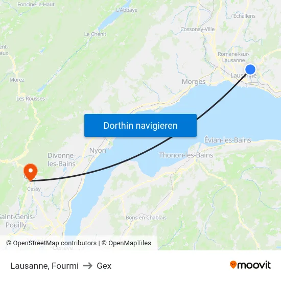 Lausanne, Fourmi to Gex map