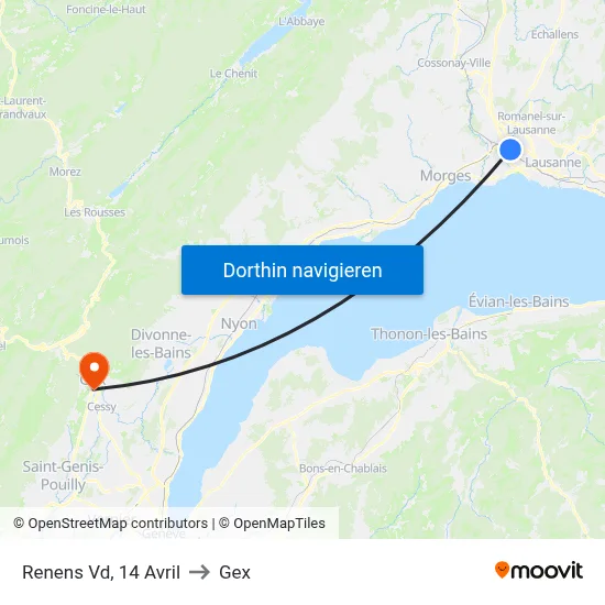 Renens Vd, 14 Avril to Gex map