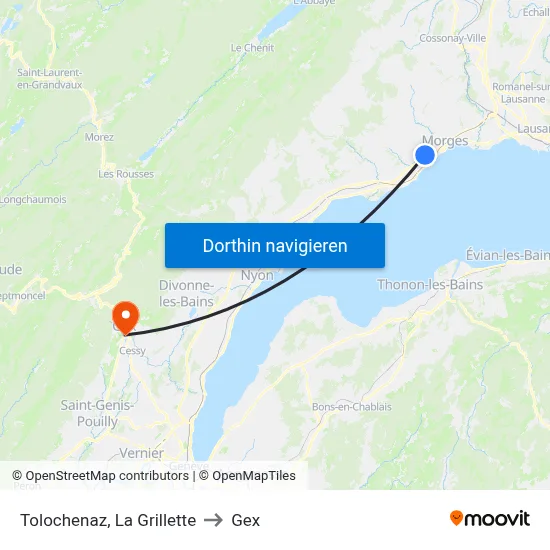 Tolochenaz, La Grillette to Gex map