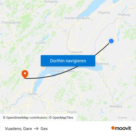 Vuadens, Gare to Gex map