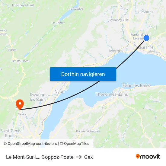Le Mont-Sur-L., Coppoz-Poste to Gex map