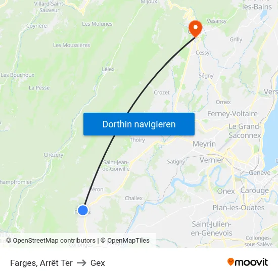 Farges, Arrêt Ter to Gex map