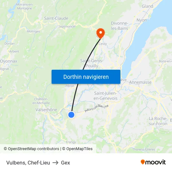 Vulbens, Chef-Lieu to Gex map