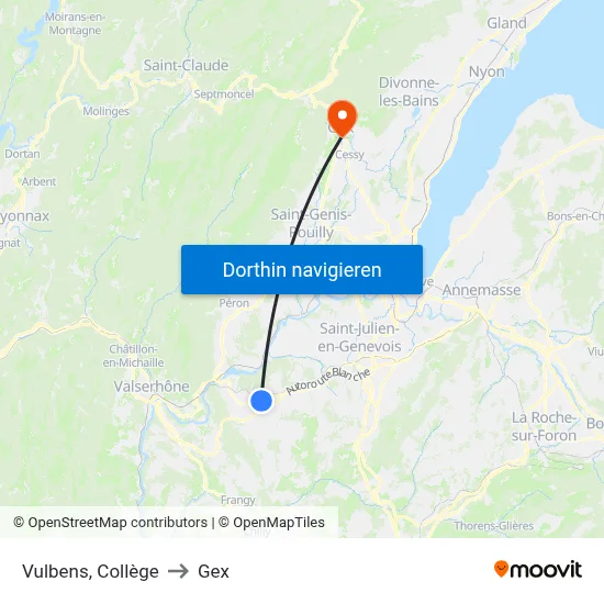 Vulbens, Collège to Gex map