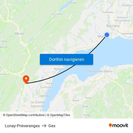 Lonay-Préverenges to Gex map