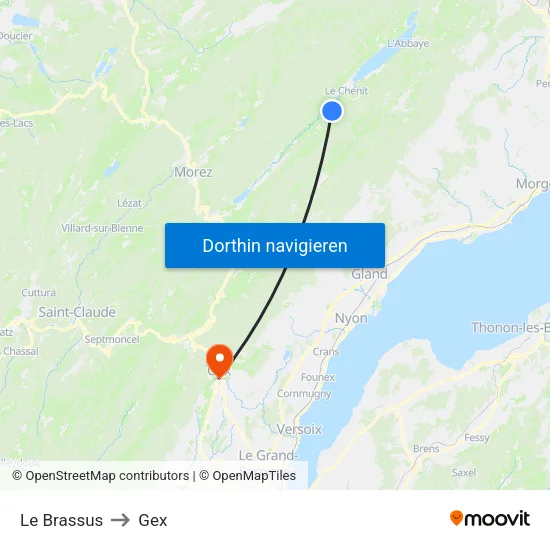 Le Brassus to Gex map