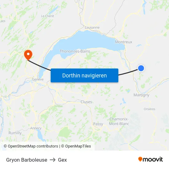 Gryon Barboleuse to Gex map