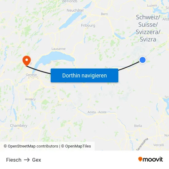 Fiesch to Gex map