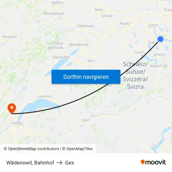 Wädenswil, Bahnhof to Gex map