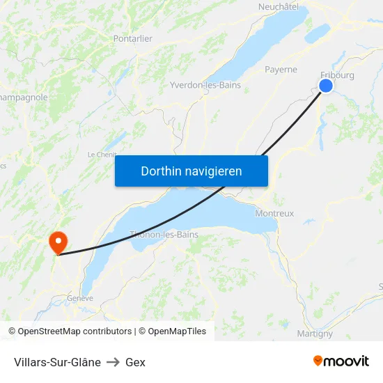 Villars-Sur-Glâne to Gex map