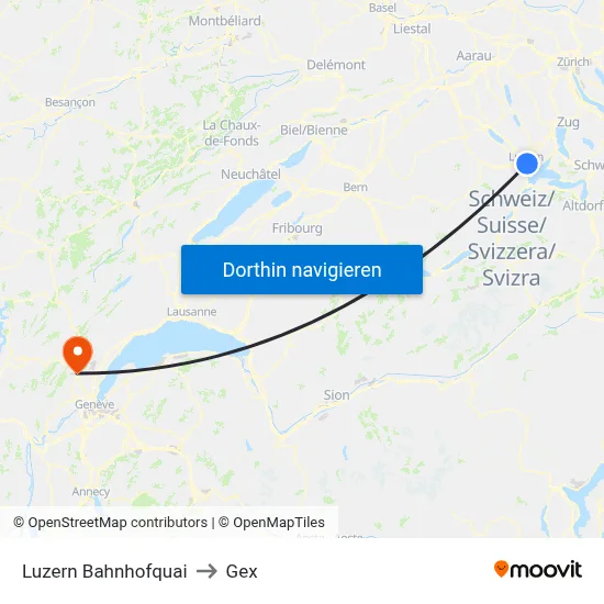 Luzern Bahnhofquai to Gex map