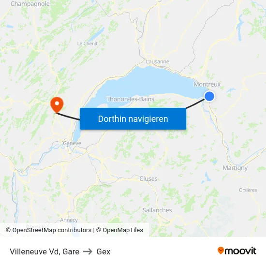 Villeneuve Vd, Gare to Gex map