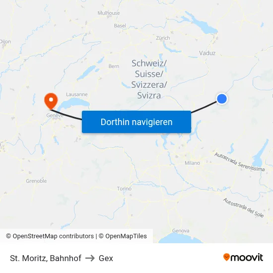 St. Moritz, Bahnhof to Gex map
