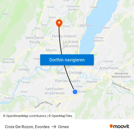 Croix-De-Rozon, Evordes to Ornex map