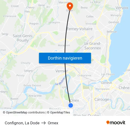 Confignon, La Dode to Ornex map