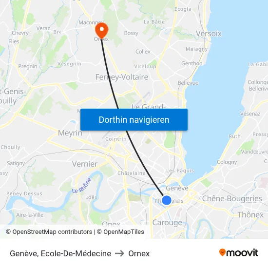 Genève, Ecole-De-Médecine to Ornex map