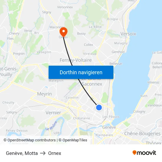 Genève, Motta to Ornex map