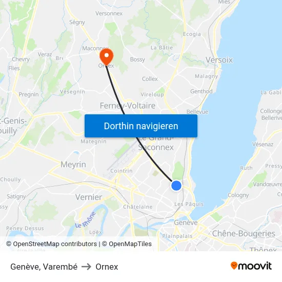 Genève, Varembé to Ornex map